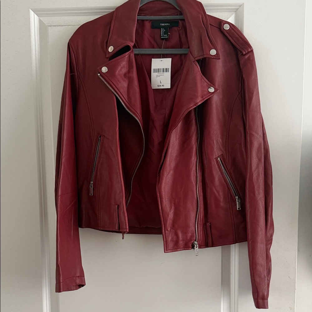 Forever 21 Burgundy Faux Leather Jacket